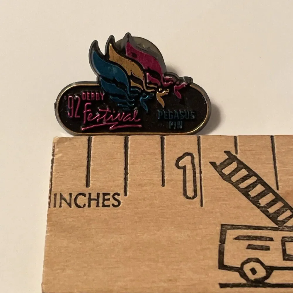 Vintage Kentucky Derby Festival 1992 Pegasus Lapel Hat Vest Pin Tie Tack